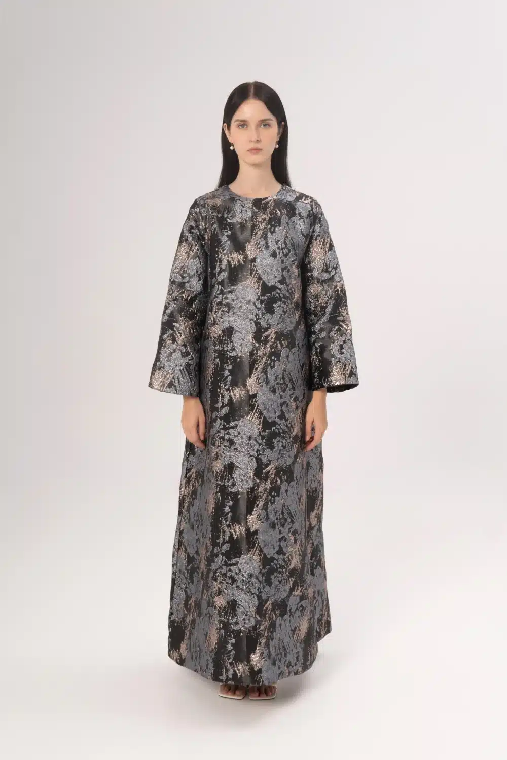 Wafa Dress In Gold Strokes