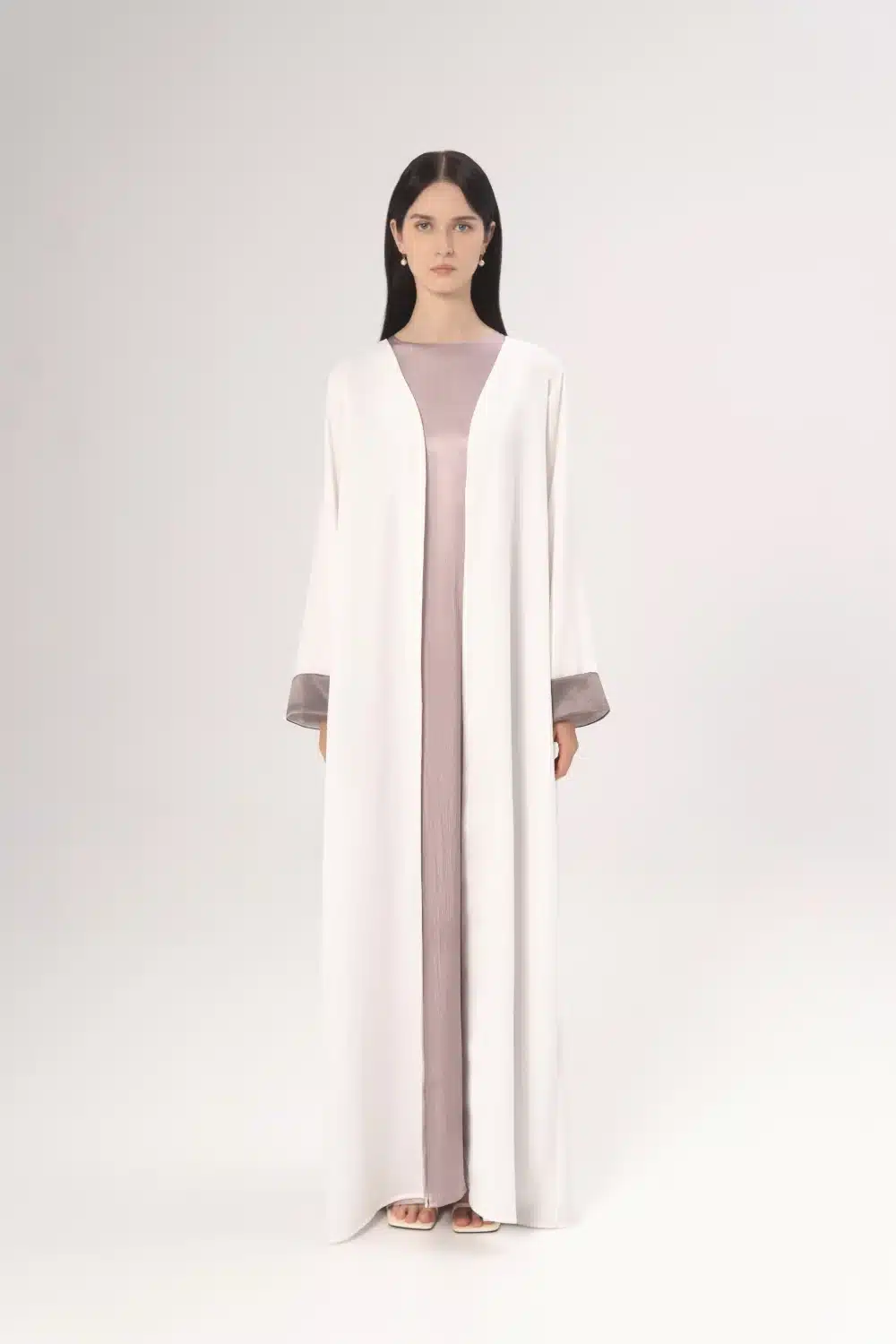 Fasha Open Abaya In White