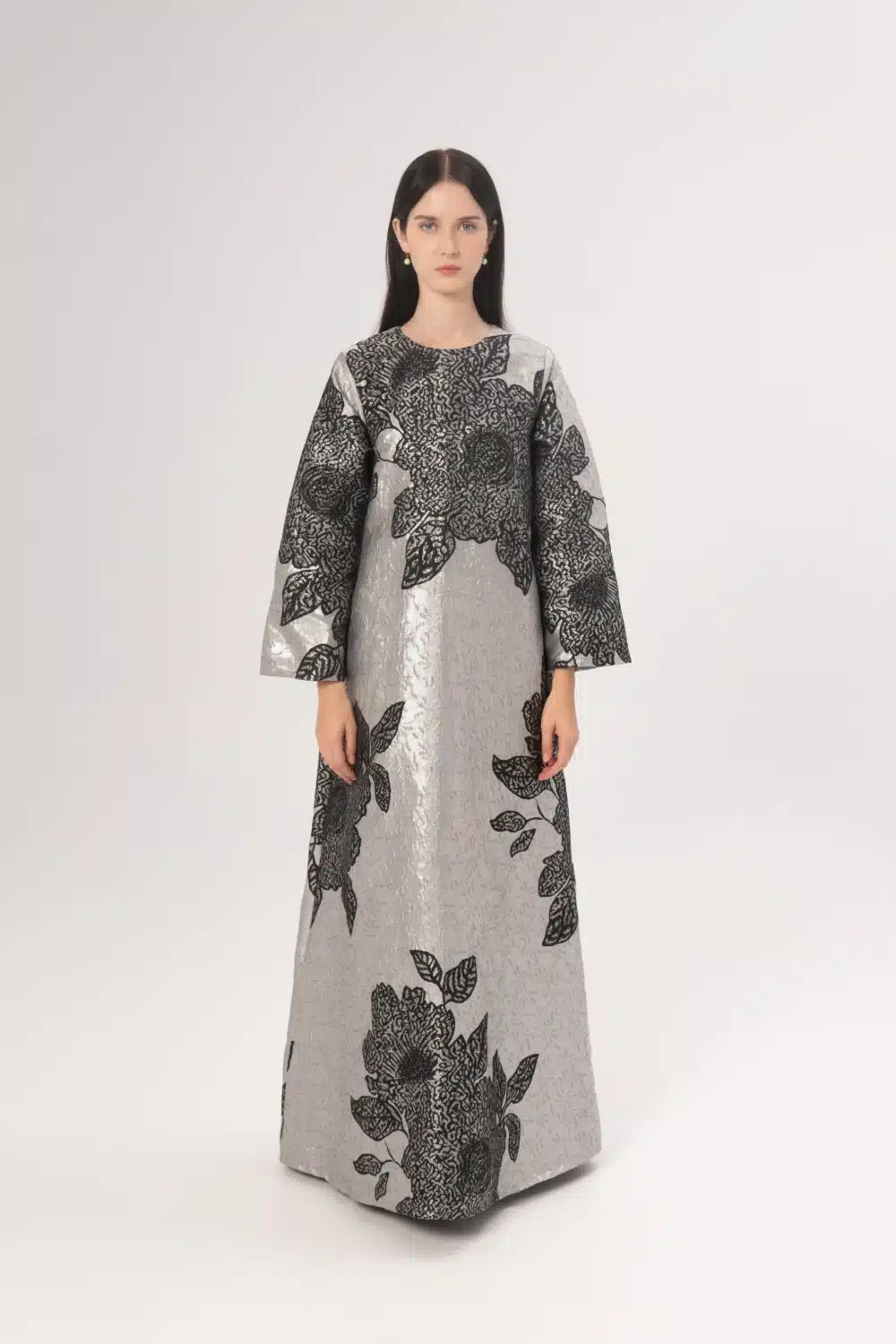 Wafa Dress In Silver Floral