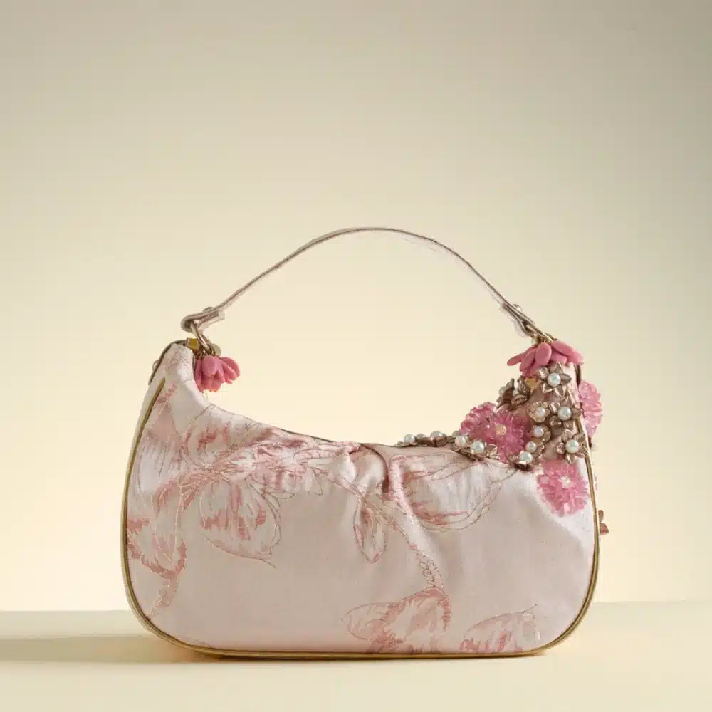 Crystal Embellished Zayra Pink  Tote Bag