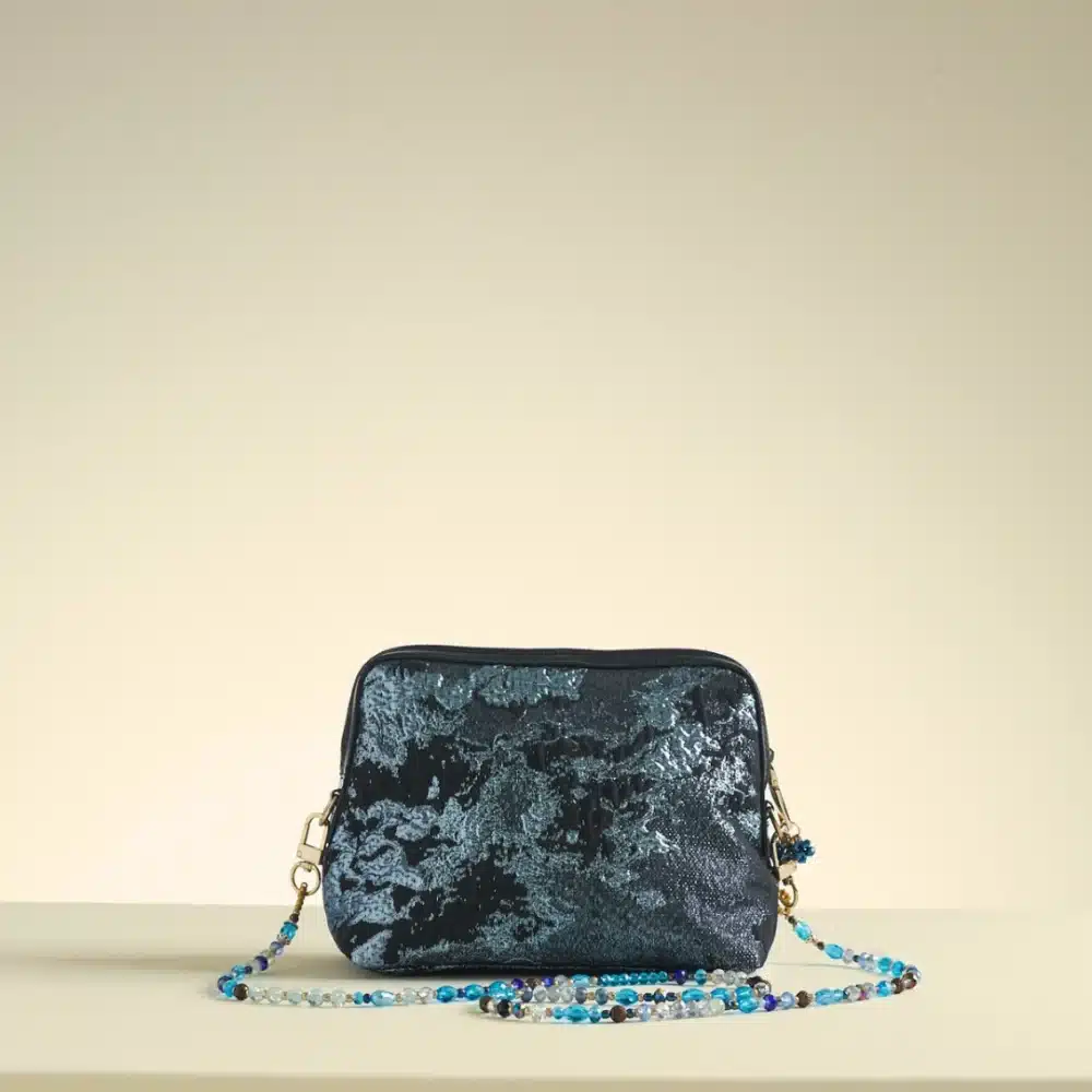 Crystal Embellished Layla Ice blue Clutch Bag