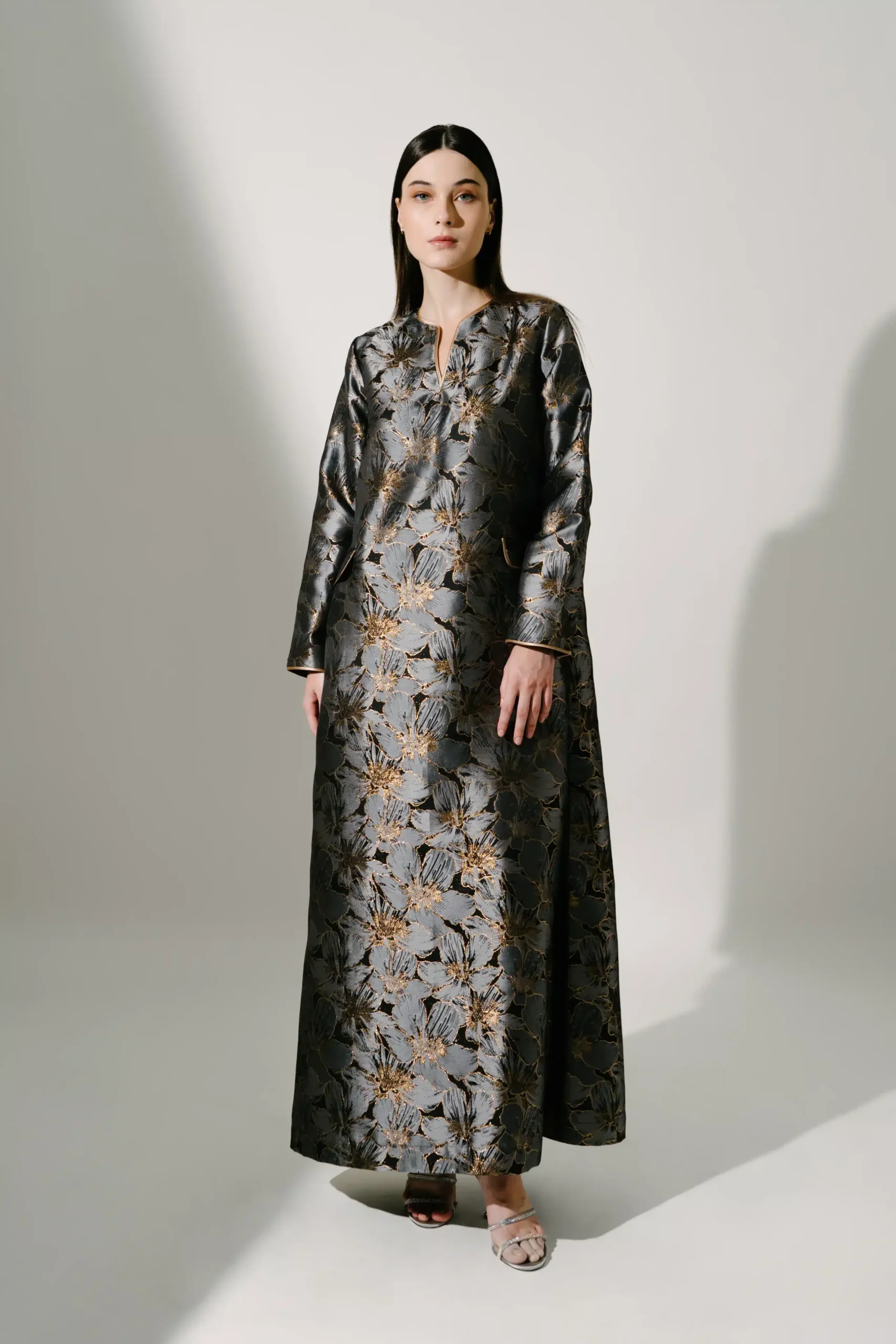 ASMA KAFTAN in Black Floral