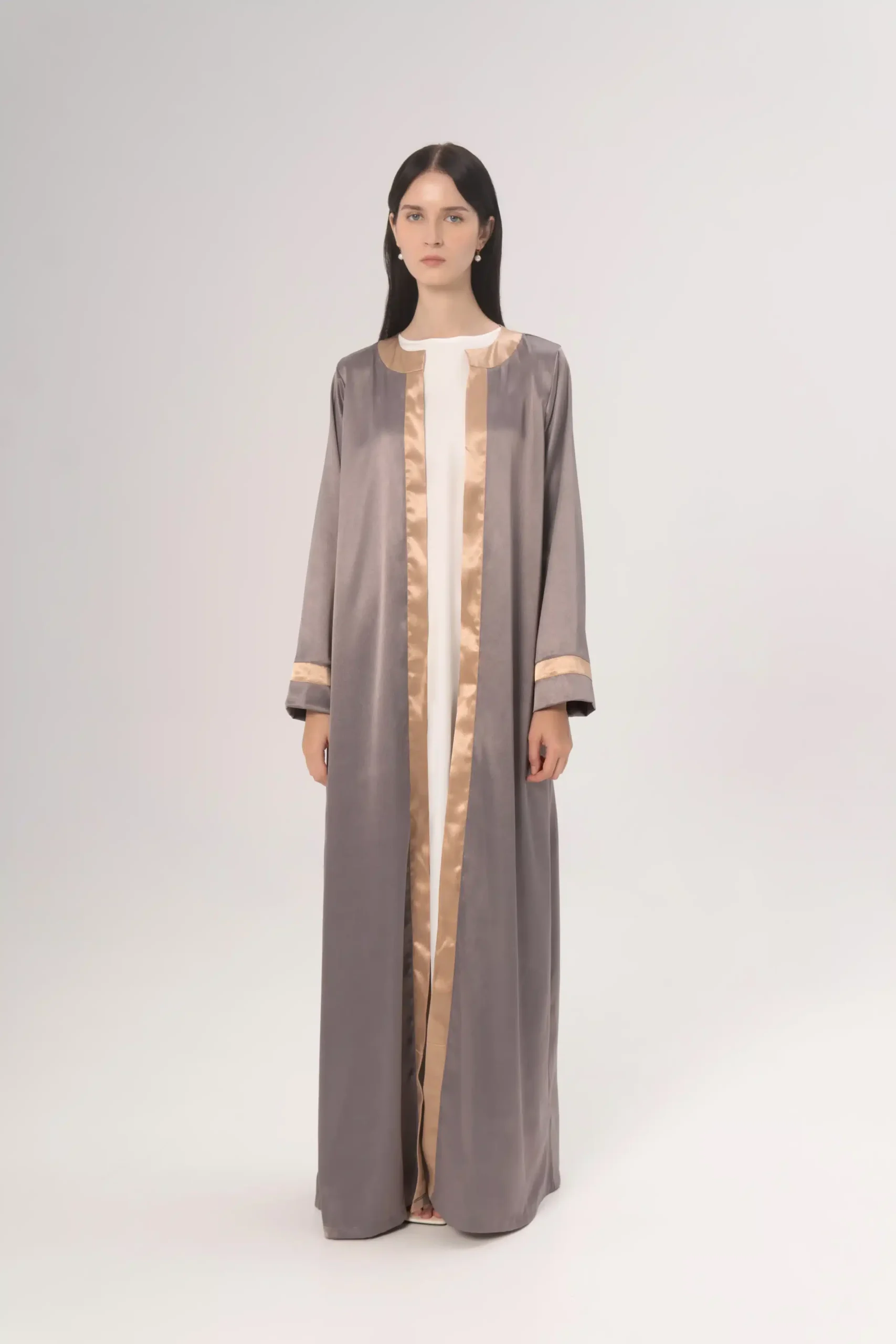 Rabia Open Abaya In Dark Ash