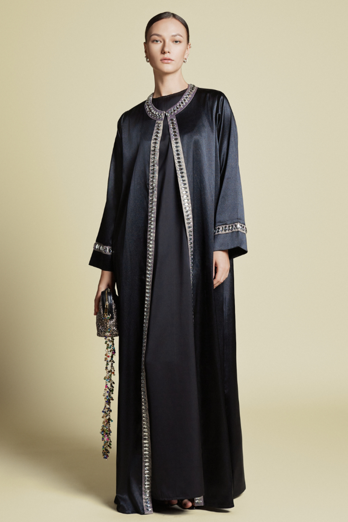 Hafsa Prive’ Embellished Coat Dress Black