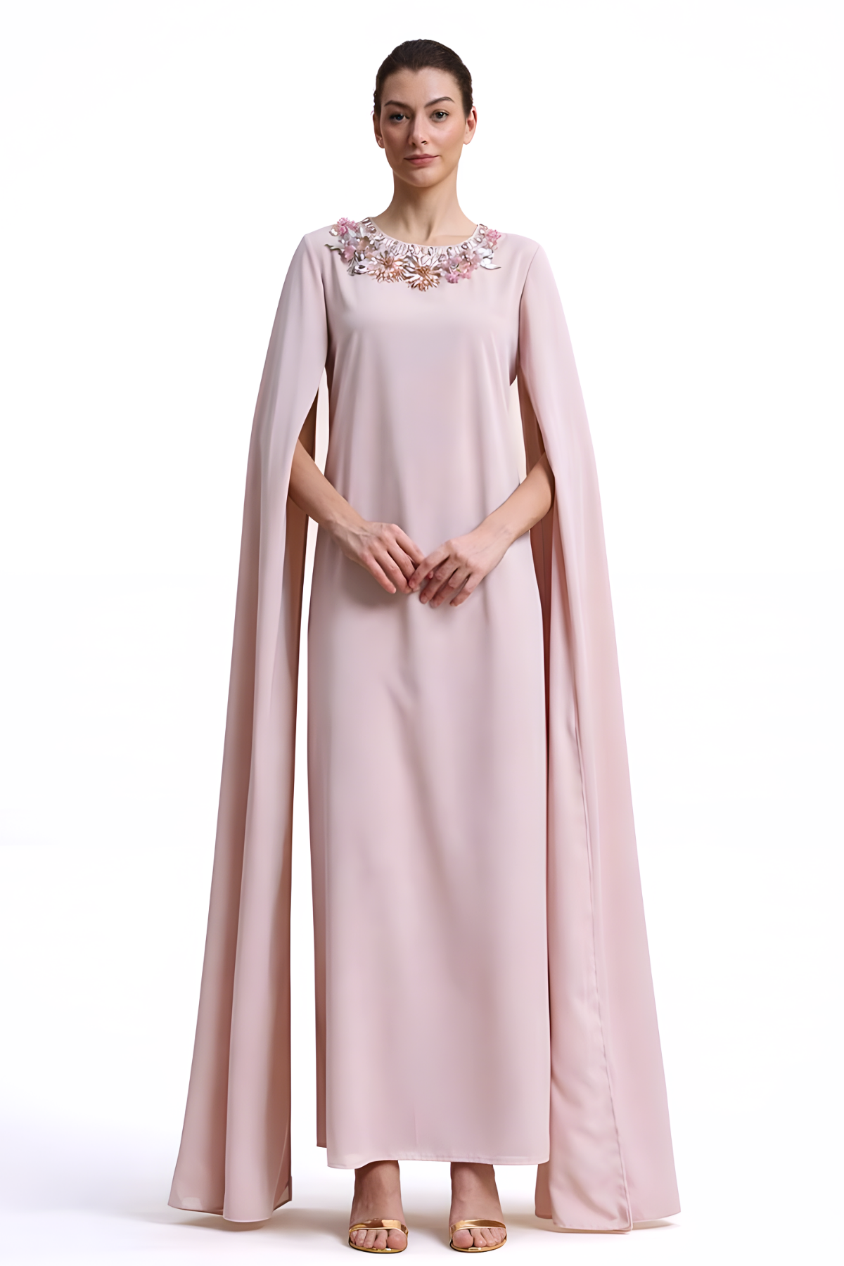 Aria Long Sleeve Kaftan Dress Light Pink