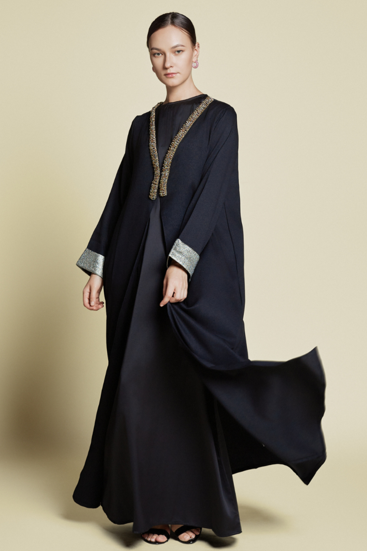 Fasha Prive’ Coat Dress in Black