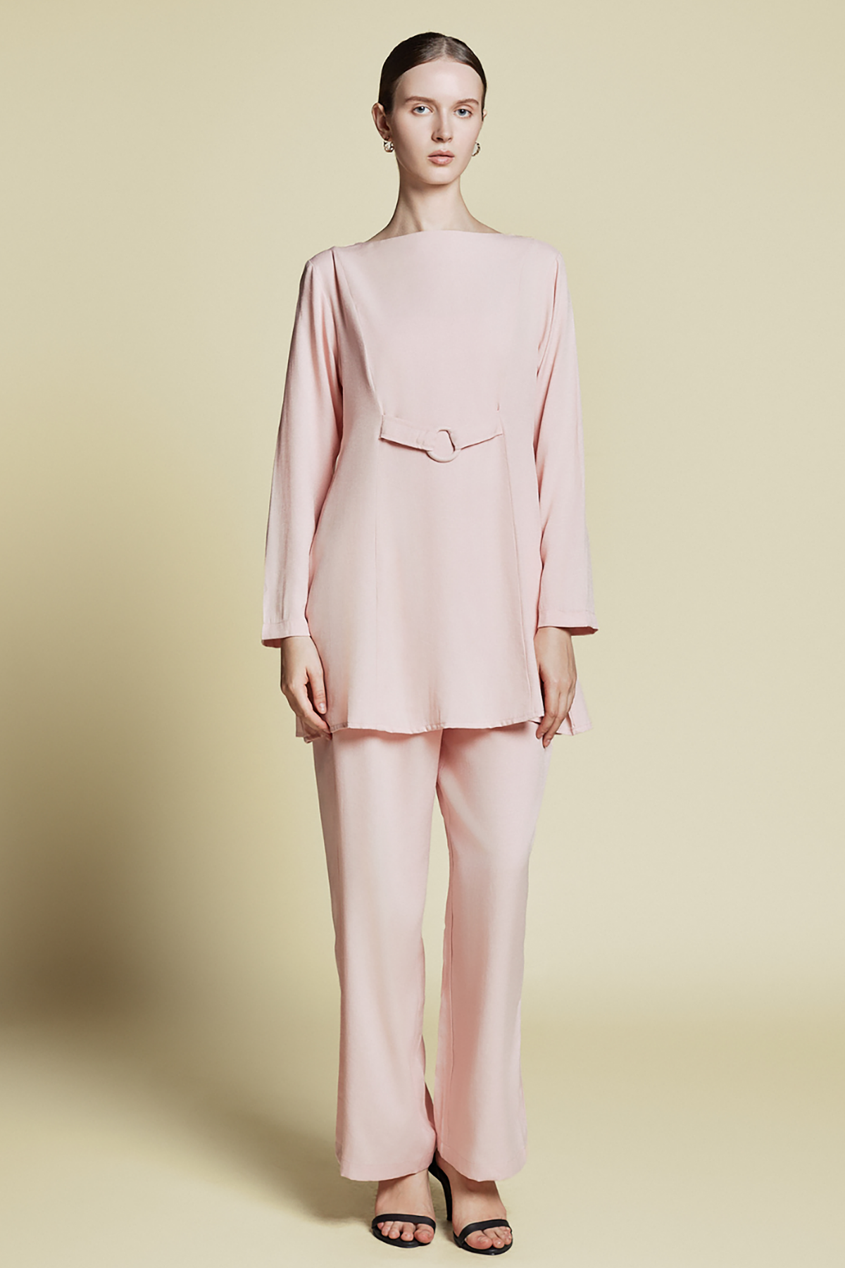 Demure Travel Wear Lenin Set Pastel Pink