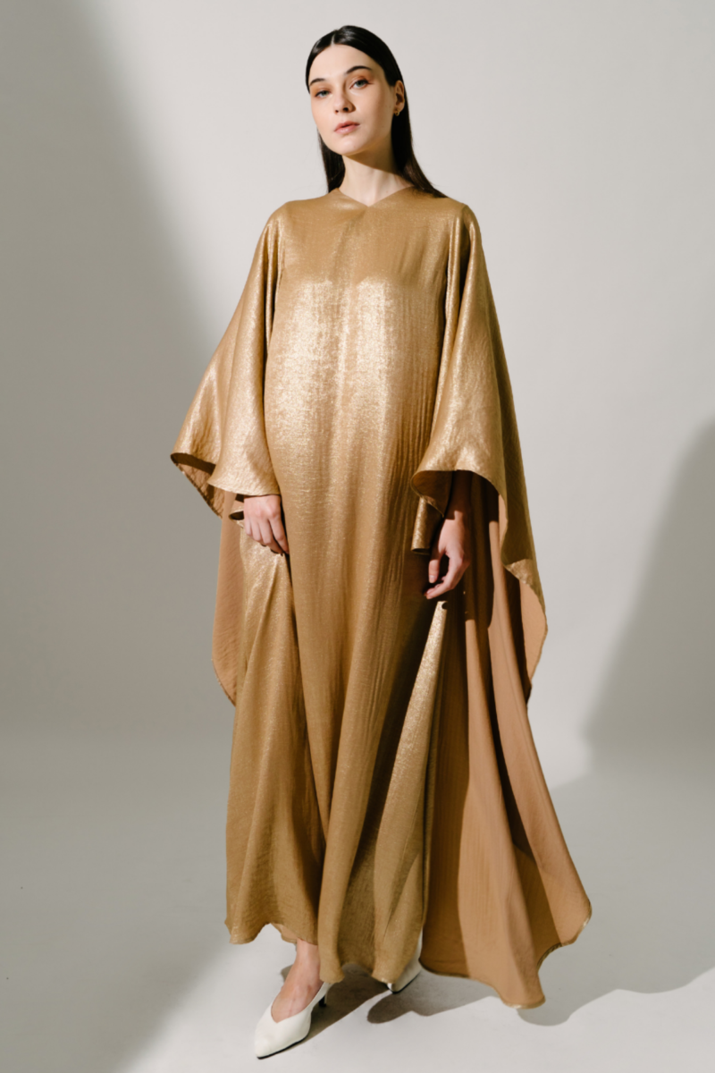 Demure studio | sara kafftan shimer taupe